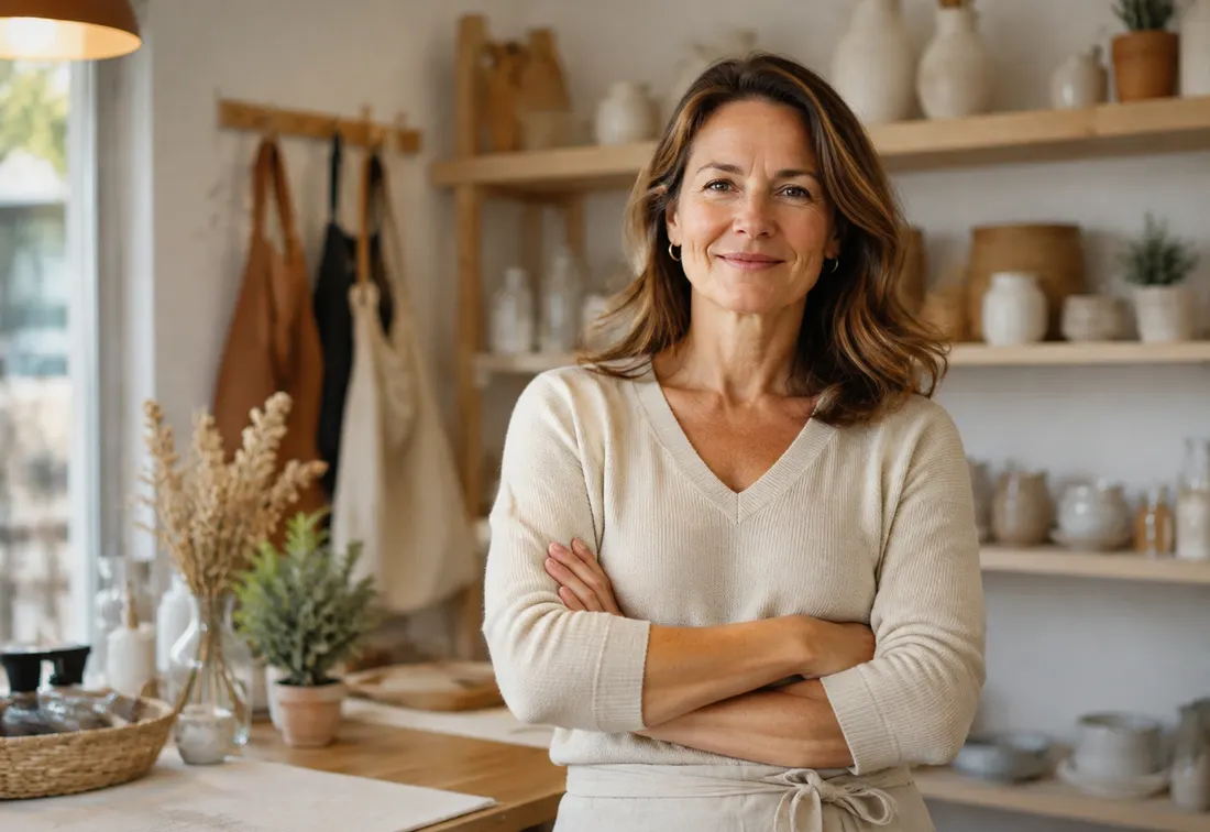 Dirigeante d'une PME romande accompagnée par Fluxel, confiante dans son commerce